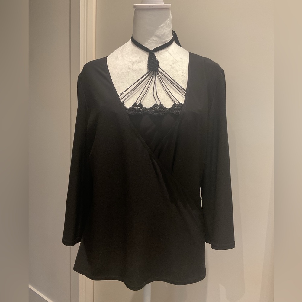 **Frank Lyman Design Beautiful Halter Faux Wrap Blouse